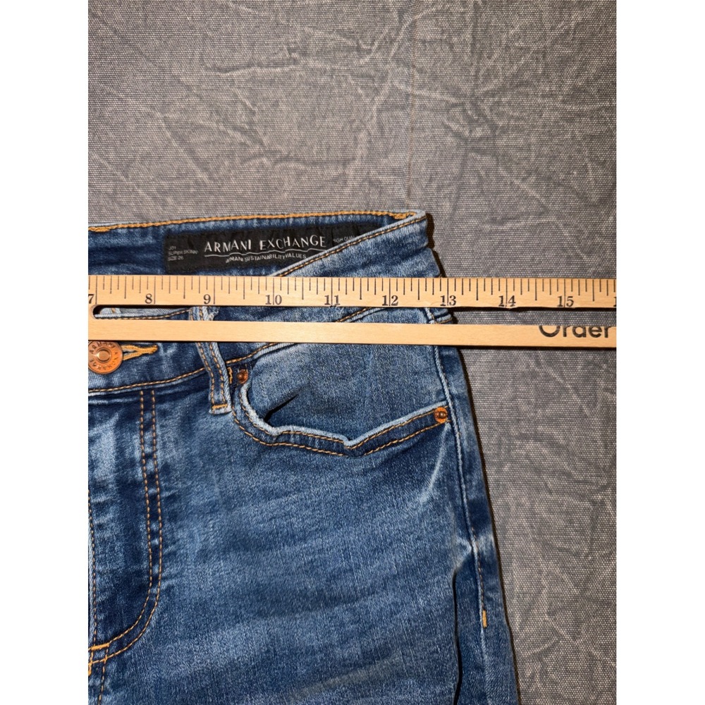 Armani Exchange J01 Super Skinny Distressed Blue Jeans Womens Size 26 6RYJ01 - Picture 8 of 11